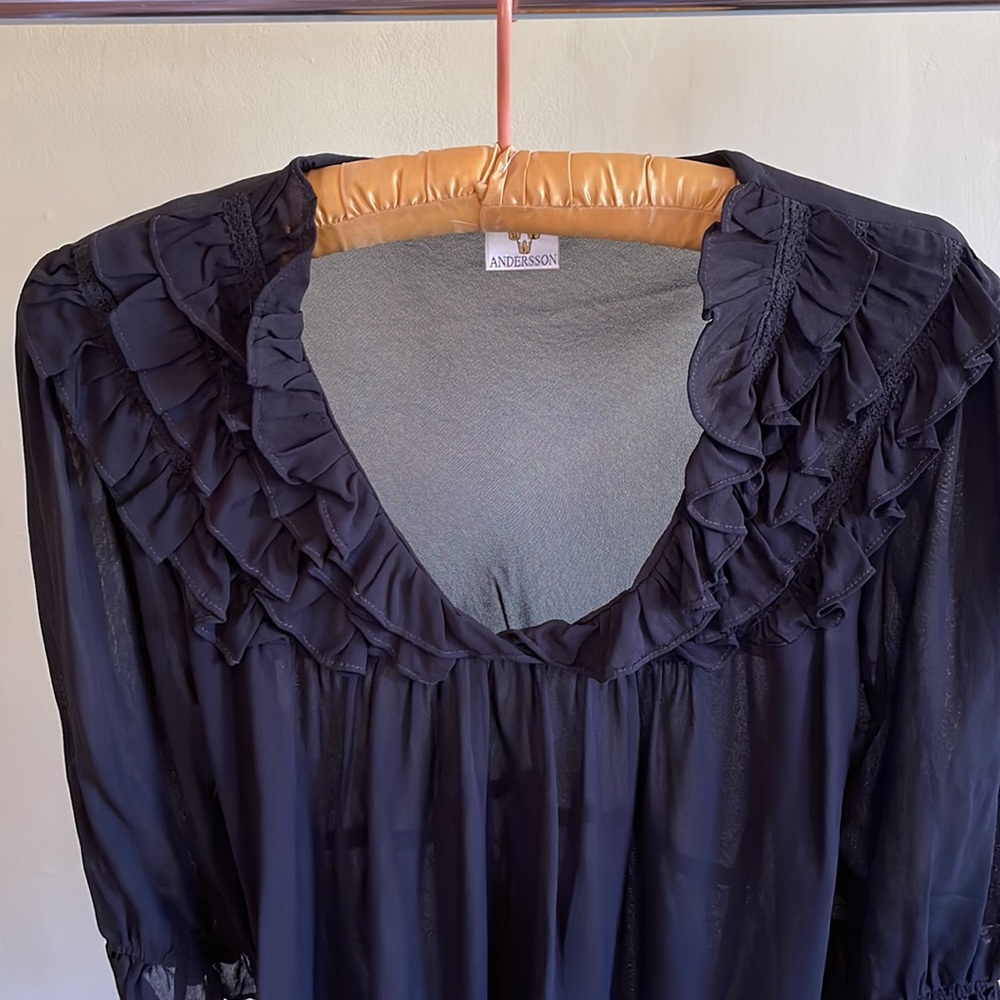 Sheer Ruffled Black top - Picture 2 of 5